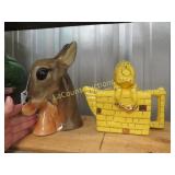 humpty dumpty teapot  Royal Copley Gazelle planter