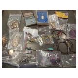 assorted costume jewelry pins necklace sweater