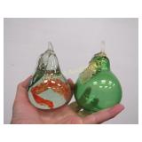 glass paperweight & blown glass pear decor