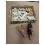 celluloid cake couple chalk ware type animal Santa