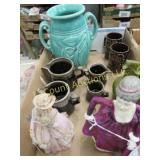 brown dripware lg vase Lefton women Pilgrim Glass