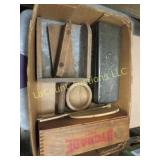 vintage wood scoop mini bowl cheese box tin