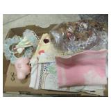 vintage linens cake topper doll head metal eyes