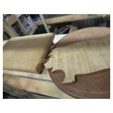 2 cutting boards & lazy susan tray pig & footed