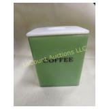 Jadeite Coffee canister w white lid Uranium glass