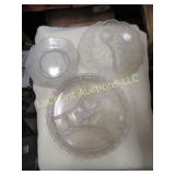 4 clear glass snack set plates 4 depression  salad