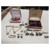 vintage mens cuff links tie clips