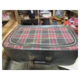 vintage plaid side zipper suitcase decor