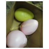 3 large blow mold bunny eggs