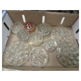 assorted vintage glass flower frogs