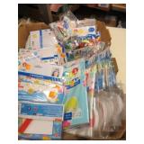 new party supples balloons candles table cloth