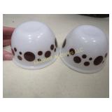 2 unmarked small vintage polka dot bowls