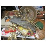 assorted pie tins MCM leaf wall decor battery box