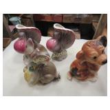 4 Royal Copley planter vases kitten dog pr doves