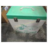 LP record case holder w piano sheet music inside