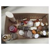 assorted perfumes ruby cut glass bottle w stopper