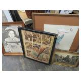 assorted framed ads horse man picture golf print