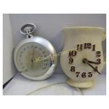 vintage coffee pot clock & thermometer