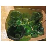 green glass vases