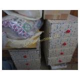 2 cardboard storage drawers w craft contents