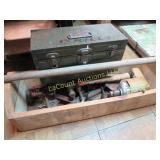 wood tool box metal box some misc parts
