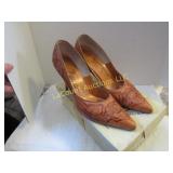 Vintage Leather Tooled High Heels Womens 9