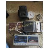 older electronics radio tape player clocks