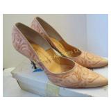 Vintage Leather Tooled High Heels Womens 9