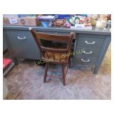 heavy metal office desk w wood chair