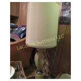 vintage lamp w shade & aluminum house scroll