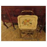 3 vintage TV trays on stand