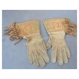 Vintage Western Leather Kids Fringe Gloves