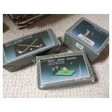 3 gold desk pieces memo letter pen holders