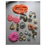 vintage jewelry Tree brooch earrings pins