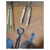 2 loppers hose holder shovel rake metal piece