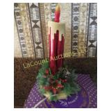 vintage lighted cardboard candle w green ring