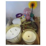 assorted candles dragonfly plant trivet misc