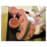 pink mugs plate set napkin rings so cute!