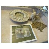 clock brass fan hummingbird signed print angel