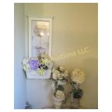 2 topiary & topiary picture w flowers