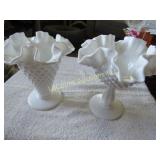 Fenton ruffle edge hobnail vases