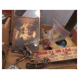 vintage picture frame mirror skeleton keys record