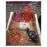vintage colored glassware mod candy dish perfume