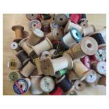 large amount wood thread spools decor