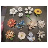 vintage enameled brooches flower pins