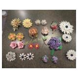 vintage enameled jewelry pins earrings brooch