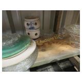 assorted plates glassware warmer platters