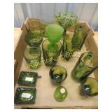 vintage eclectic green glassware