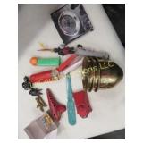 smalls letter opener pez pin  metal cups misc
