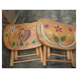 2 Nevco folding tole painted mini stools